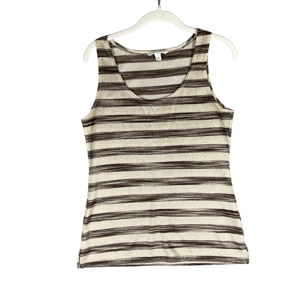 Banana Republic Metallic Gold Striped Tank Top Small EUC Brown Shimmer